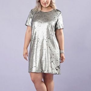 Forever 21 Silver Sequin Low Back Dress